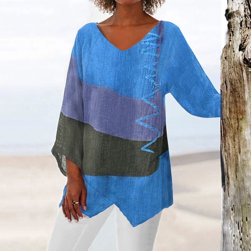Célestine™ | Blouse Asymétrique Color Block