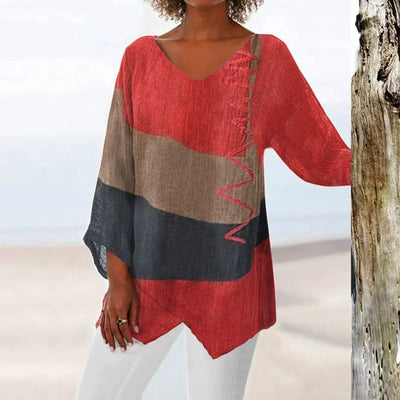 Célestine™ | Blouse Asymétrique Color Block