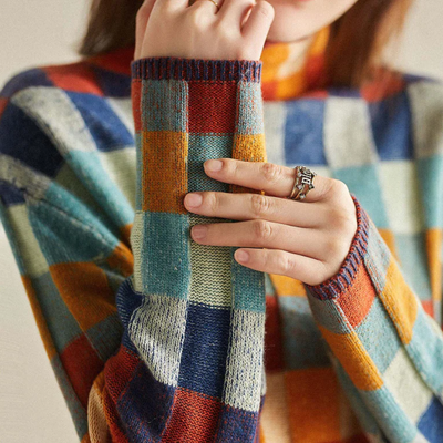 Éliane™ | Pull à carreaux maille douce