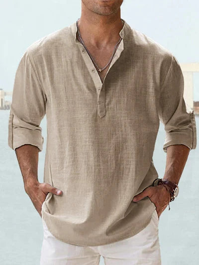 Garance™ | Chemise Col Tunisien Bleu Ciel