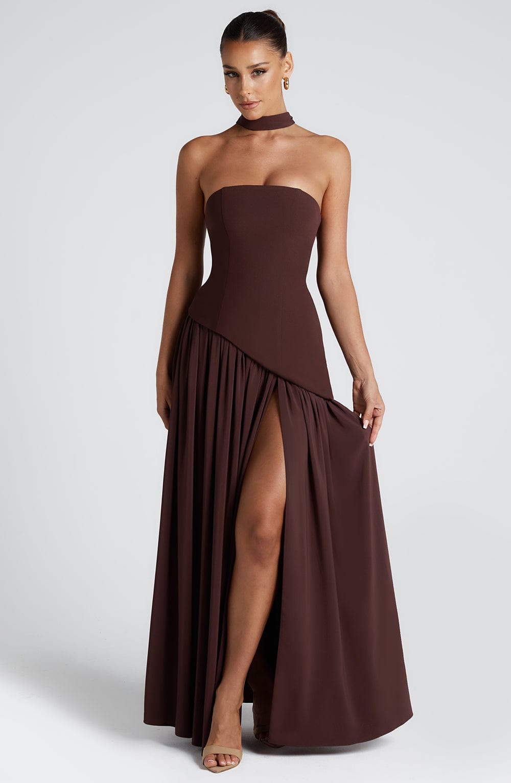 Brune™ | Robe de soirée fendue à bustier