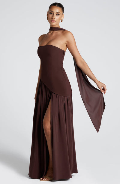 Brune™ | Robe de soirée fendue à bustier