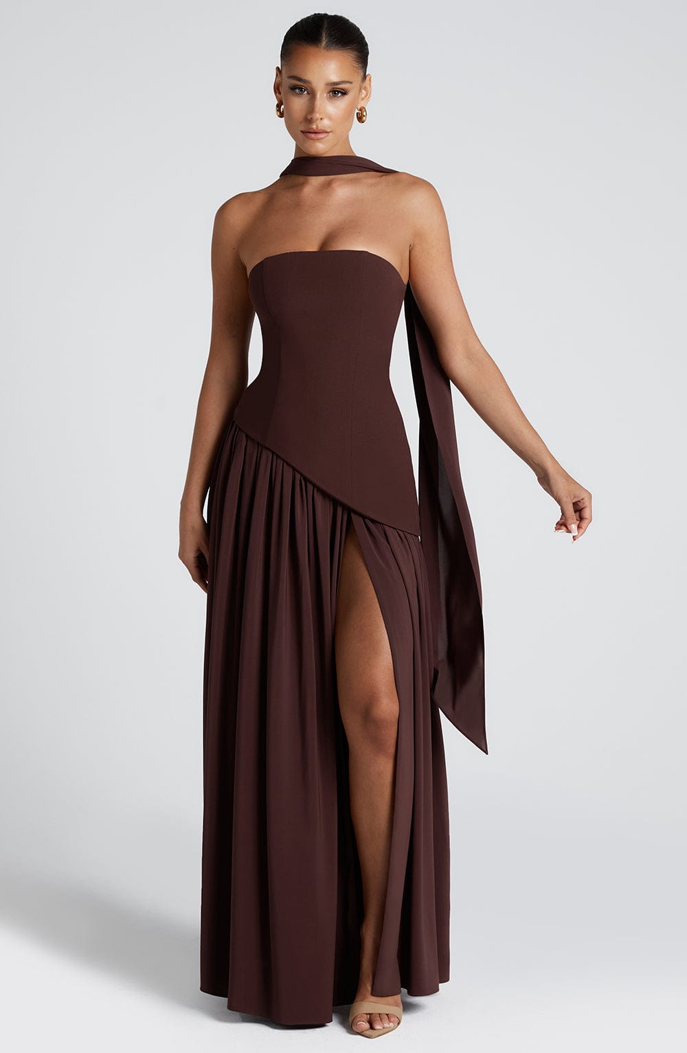 Brune™ | Robe de soirée fendue à bustier