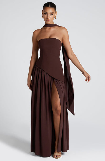 Brune™ | Robe de soirée fendue à bustier
