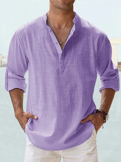 Garance™ | Chemise Col Tunisien Bleu Ciel